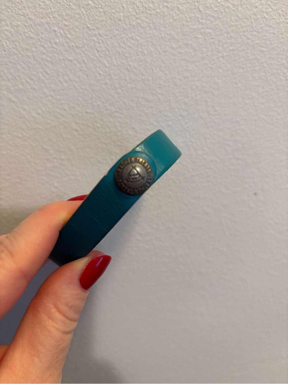 Teal Leather Snap Bracelet for Men